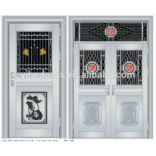 Portas de portão de aço inoxidável de luxo duplo portas de entrada de aço inoxidável de segurança